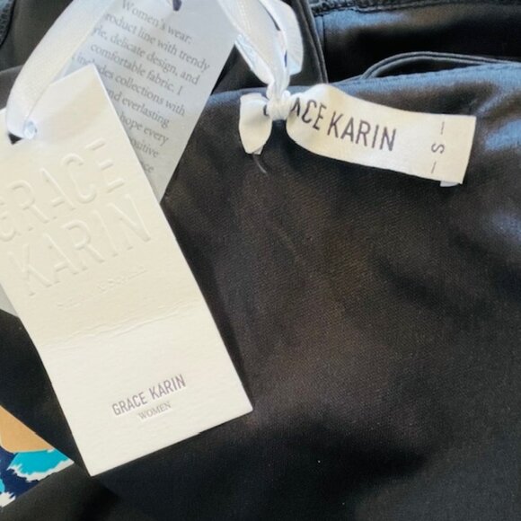 Grace Karin Black Ruffled Feminine Party Event Women's Maxi Dress NWT Size Small - Picture 9 of 11